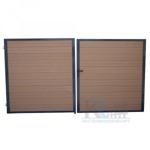 WPC betétes kétszárnyú kapu 3520x1620, oszlop nélkül