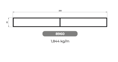 Alumínium kerítésléc iPoly 200x20x1000mm Natúr